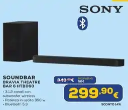 Euronics Sony Soundbar Bravia Theatre Bar 6 HTBD60 offerta