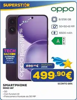 Euronics Oppo Smartphone Reno 16F offerta