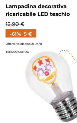 Kasanova Lampadina decorativa ricaricabile LED teschio offerta