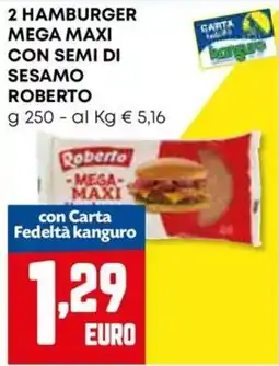 Kanguro Hamburger mega maxi con semi di sesamo roberto offerta