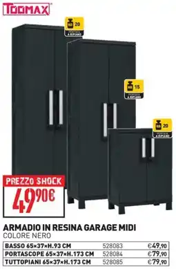 Ottimax Armadio in resina garage midi colore nero offerta