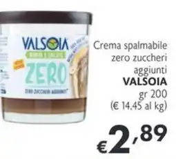 SuperW Crema spalmabile zero zuccheri aggiunti Valsoia offerta