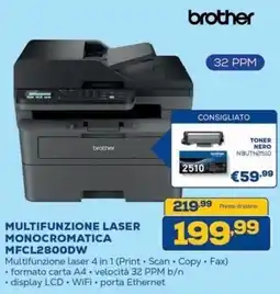 Euronics Bruno Brother multifunzione laser monocromatica MFCL2800DW offerta