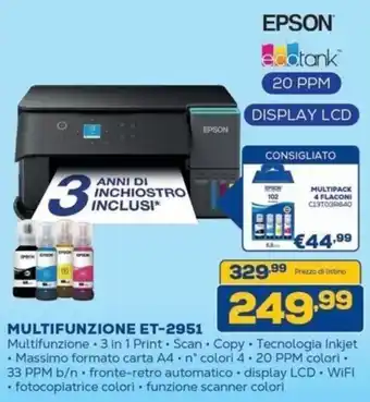 Euronics Bruno Epson Multifunzione ET-2951 offerta