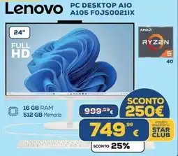 Euronics Tufano Lenovo PC Desktop AIO A105 offerta