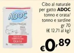 Eurospesa Cibo al naturale per gatto ADOC tonno e orata offerta
