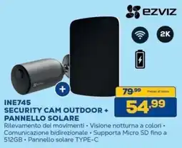 Euronics Bruno Ezviz security cam outdoor + pannello solare offerta