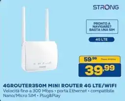 Euronics Bruno Strong 4GRouter350M Mini Router 4G LTE/WIFI offerta