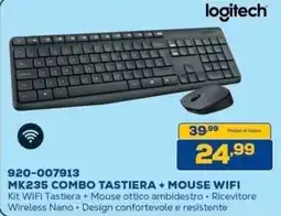 Euronics Bruno Logitech MK235 combo tastiera + mouse wifi offerta