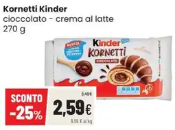 Coop Trentino Kinder Kornetti cioccolato offerta