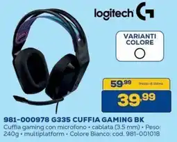 Euronics Bruno Logitech G335 cuffia gaming offerta