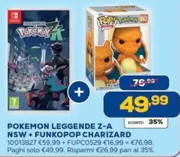 Euronics Bruno Pokemon Leggende Z-A NSW + FunkoPop Charizard offerta