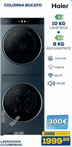 Euronics Bruno Colonna bucato Haier offerta