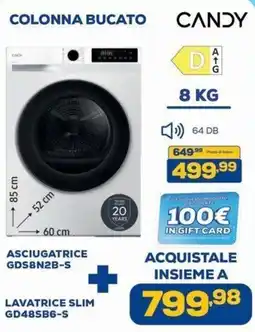 Euronics Bruno Candy asciugatrice + lavatrice slim offerta