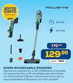 Euronics Bruno Scopa ricaricabile Rowenta RH1833E0 offerta