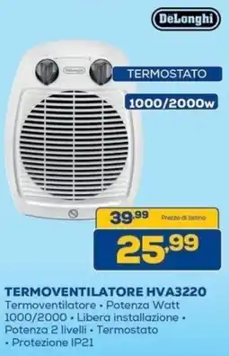 Euronics Bruno DeLonghi Termostato 1000/2000w offerta