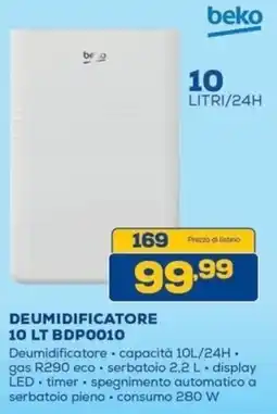 Euronics Bruno Beko deumidificatore offerta