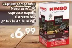 Maxi Supermercati Kimbo Capsule compatibili Nespresso espresso napoli/ ristretto bar offerta