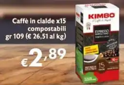 Maxi Supermercati Kimbo Caffè in cialde compostabili offerta
