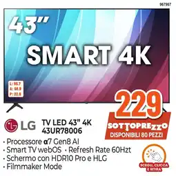 Expert Di Lella LG TV LED 43" 4K offerta