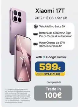 Euronics Tufano Xiaomi 17T offerta