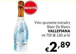 Maxi Supermercati Vino spumante extradry Blanc De Blancs Vallepiana offerta