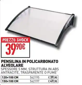 Pensilina in policarbonato alveolare