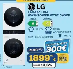 Euronics Tufano LG Lavasciuga Washtower WT1210WWF offerta