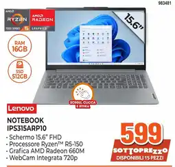 Expert Di Lella Lenovo NOTEBOOK IPS315ARP10 offerta