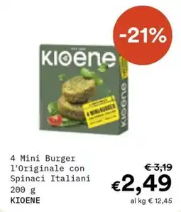 Borello Supermercati 4 Mini Burger l'Originale con Spinaci Italiani KIOENE offerta