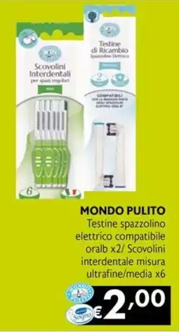 Eurospesa Mondo Pulito Testine spazzolino elettrico compatibile oralb/ Scovolini interdentale misura ultrafine/media offerta
