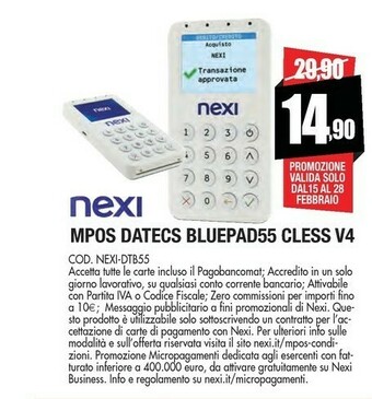 Nexi mpos datecs bluepad55 cless v4