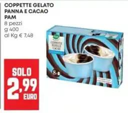 Panorama Coppette gelato panna e cacao Pam offerta