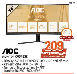 Expert Di Lella AOC Monitor CU34B3E offerta