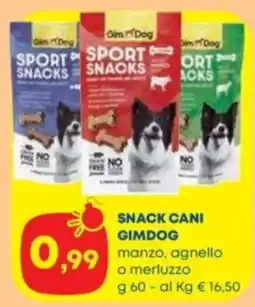 Panorama TiBi Snack cani Gimdog manzo, agnello o merluzzo offerta