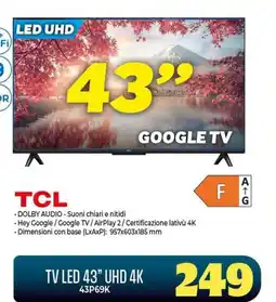 Gaer TCL TV LED 43" UHD 4K offerta
