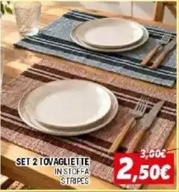 Orizzonte Set 2 tovagliette in stoffa stripes offerta