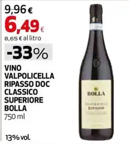 Extracoop Vino Valpolicella Ripasso Doc Classico Superiore Bolla offerta
