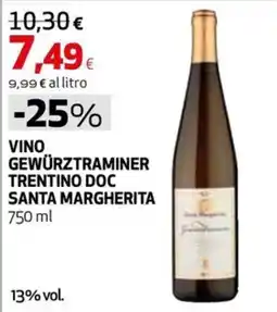 Extracoop Vino Gewürztraminer Trentino Doc Santa Margherita offerta