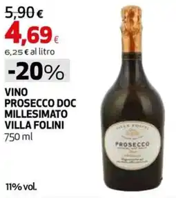 Extracoop Vino Prosecco Doc Millesimato Villa Folini offerta