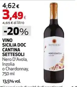 Extracoop Vino Sicilia Doc Cantina Settesoli offerta