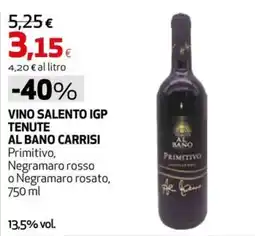 Extracoop Vino salento igp tenute al bano carrisi offerta