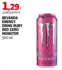 Extracoop Energy drink ruby red zero monster offerta
