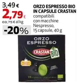 Extracoop Orzo espresso bio Crastan offerta
