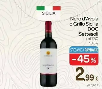 Carrefour Express Nero d'avola o grillo sicilia doc offerta