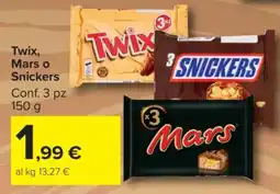 Carrefour Twix, Mars o Snickers offerta