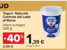 Carrefour Yogurt Naturale Centrale del Latte di Roma offerta
