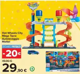 Carrefour Hot Wheels City Mega Torre Autolavaggio Mattel offerta