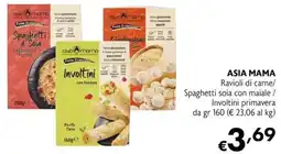 Maxi Supermercati Asia Mama Ravioli di carne/Spaghetti soia con maiale/Involtini primavera offerta