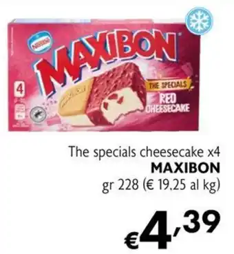 The specials cheesecake MAXIBON